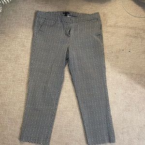 Blue and white patterned work pants